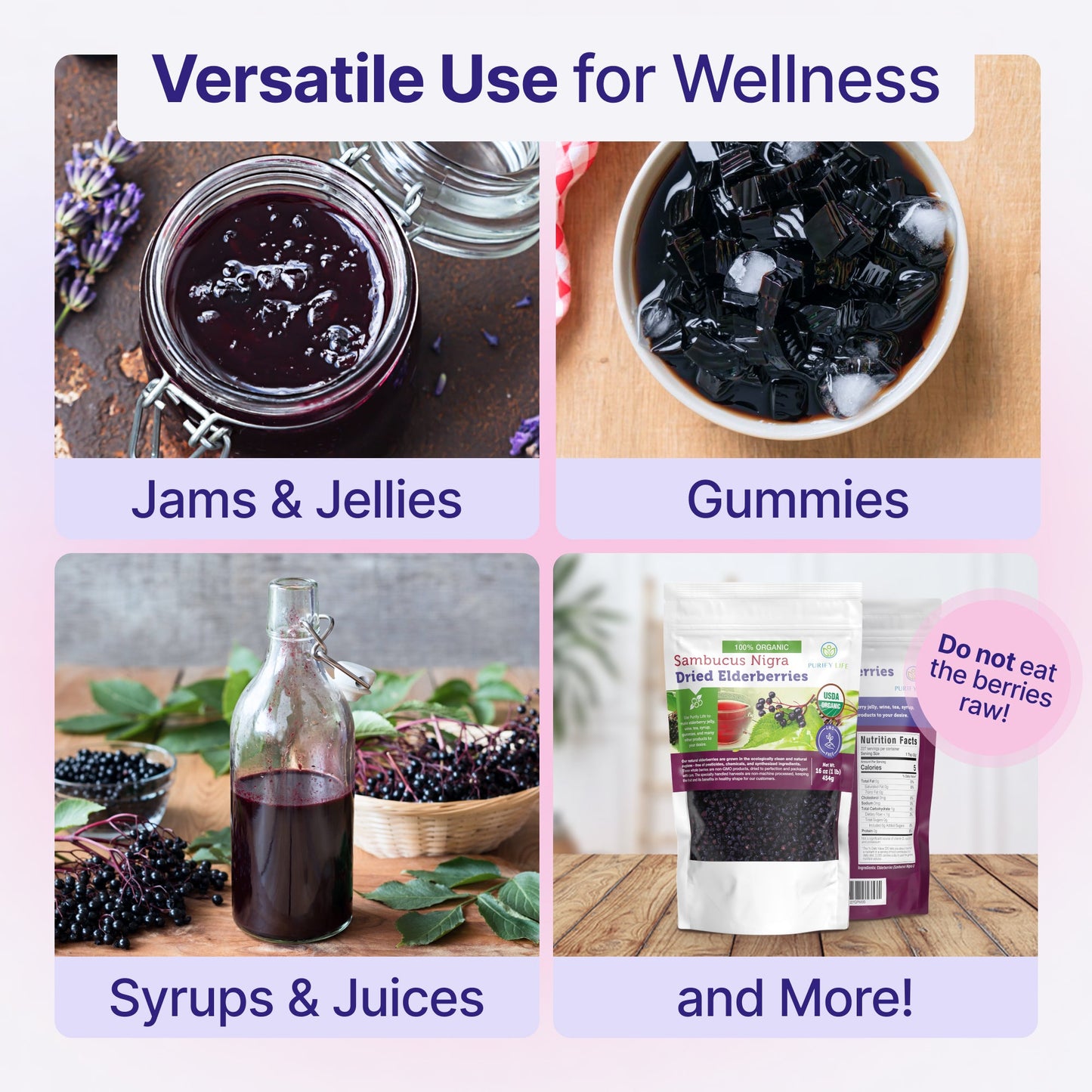 USDA Certified Organic Dried Elderberries - Bulk -