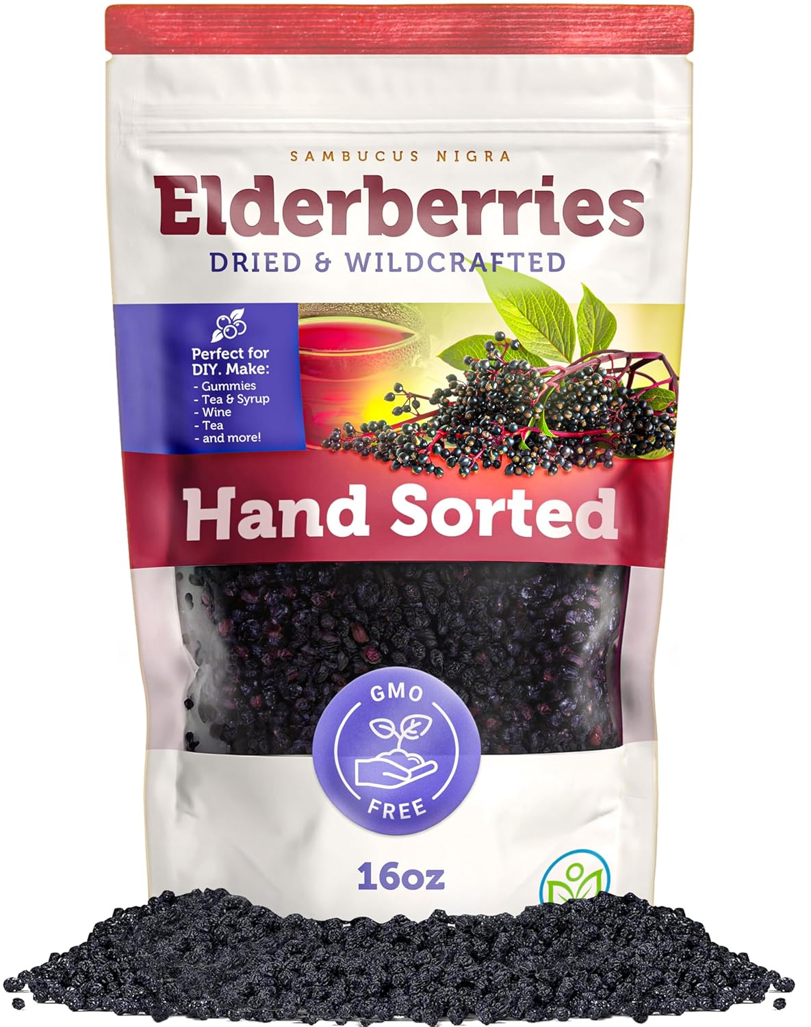 Wildcrafted Dried Elderberries - Bulk Supply - 1lb