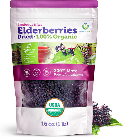 USDA Certified Organic Dried Elderberries - Bulk -