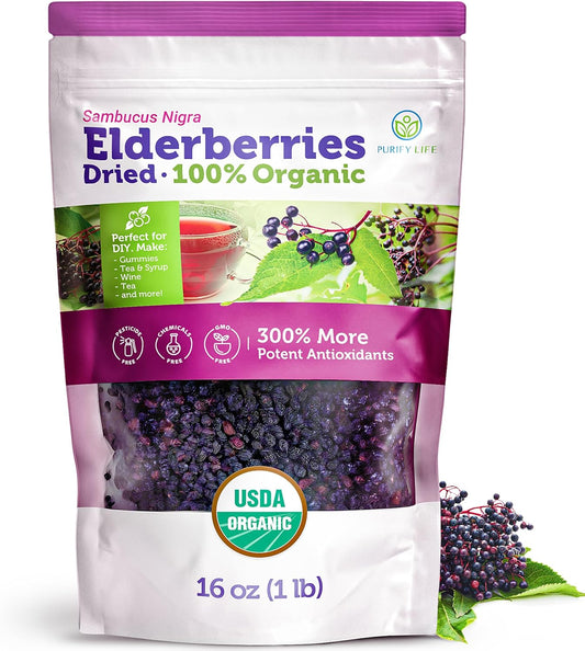 USDA Certified Organic Dried Elderberries - Bulk -